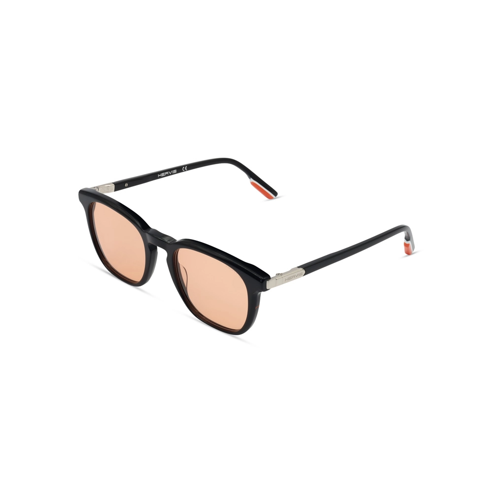 Hervis Eyewear black square sunglasses with rose-tinted lenses
