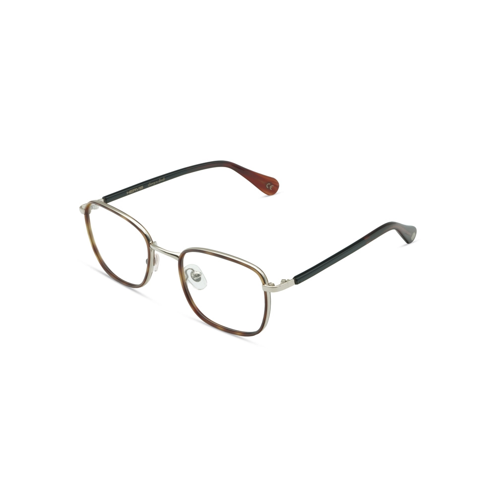 Hervis Eyewear silver square eyeglasses with brown accents