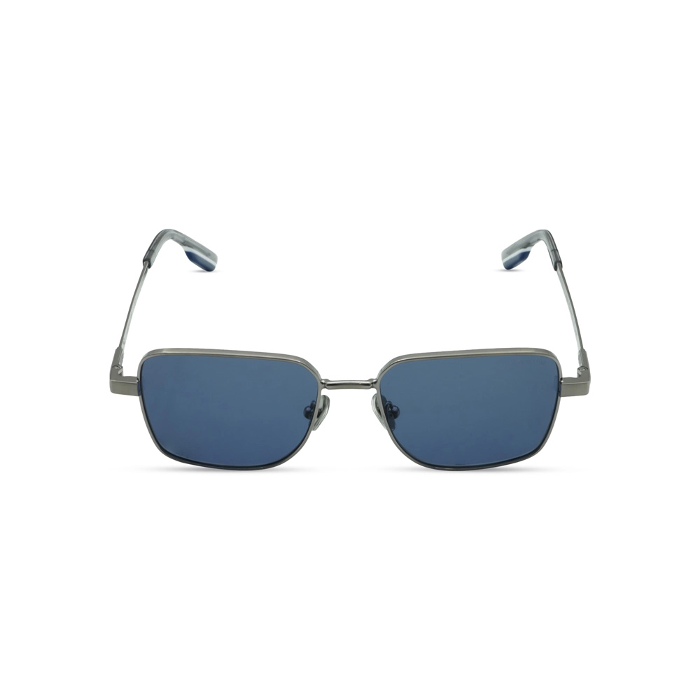 Hervis Eyewear silver rectangular sunglasses with blue lenses