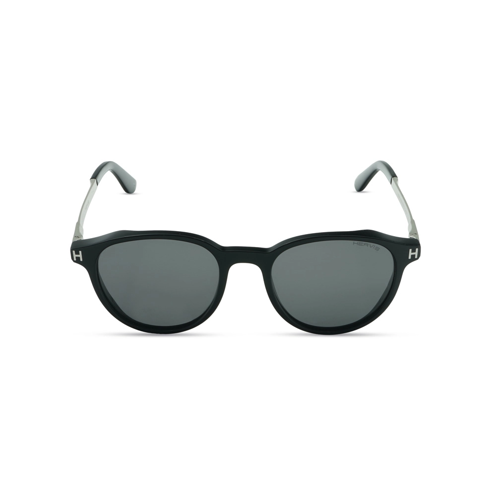 Hervis Eyewear black round sunglasses with smoke gray lenses