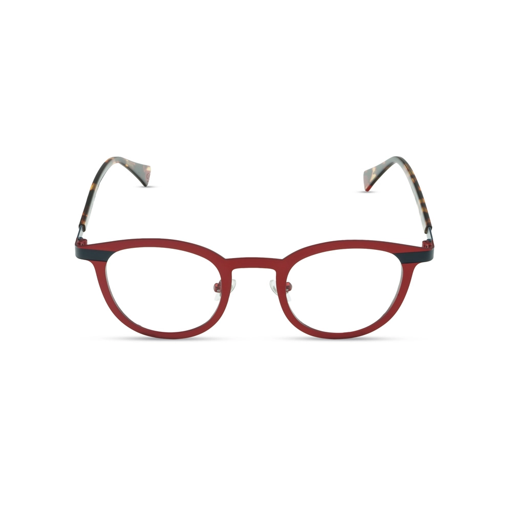 Hervis Eyewear red rounded eyeglasses with tortoiseshell temples