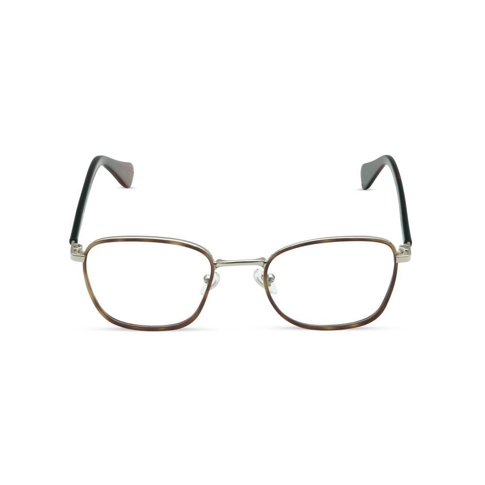 Hervis Eyewear silver square eyeglasses with brown rim accents
