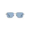(4) H2207 C1 Hervis Eyewear silver rectangular sunglasses with blue lenses