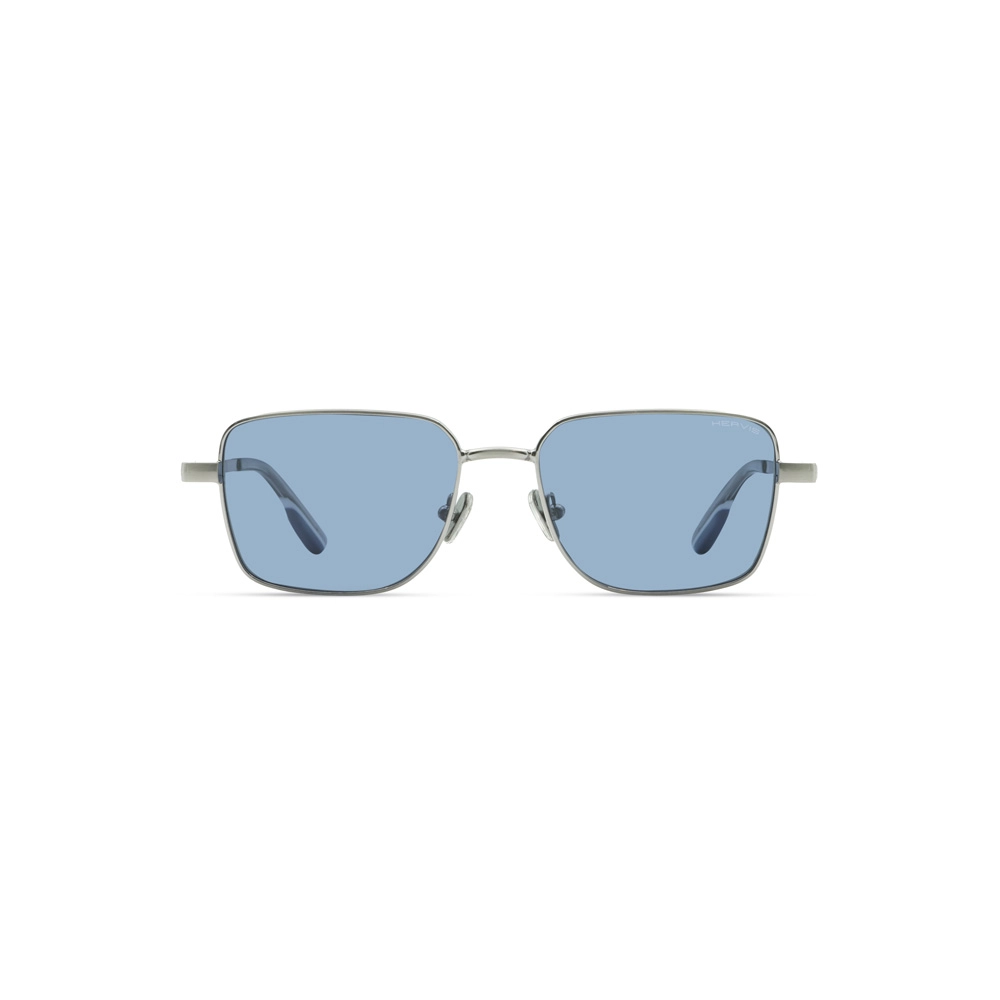 Hervis Eyewear silver rectangular sunglasses with blue lenses