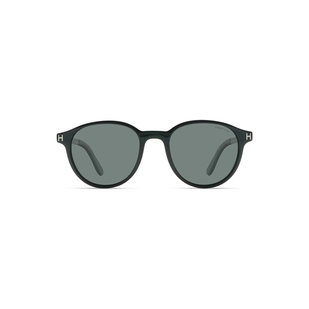 Hervis Eyewear dark green round sunglasses with gray lenses